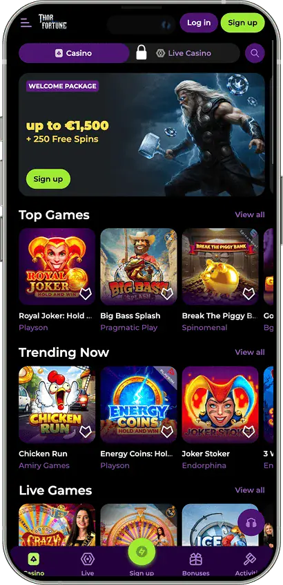 ThorFortune casino desktop games lobby
